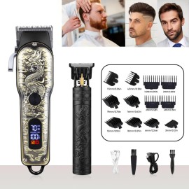 Kit 2 Cortapelos Led Usb-c Para Cabello Y Barba Negro