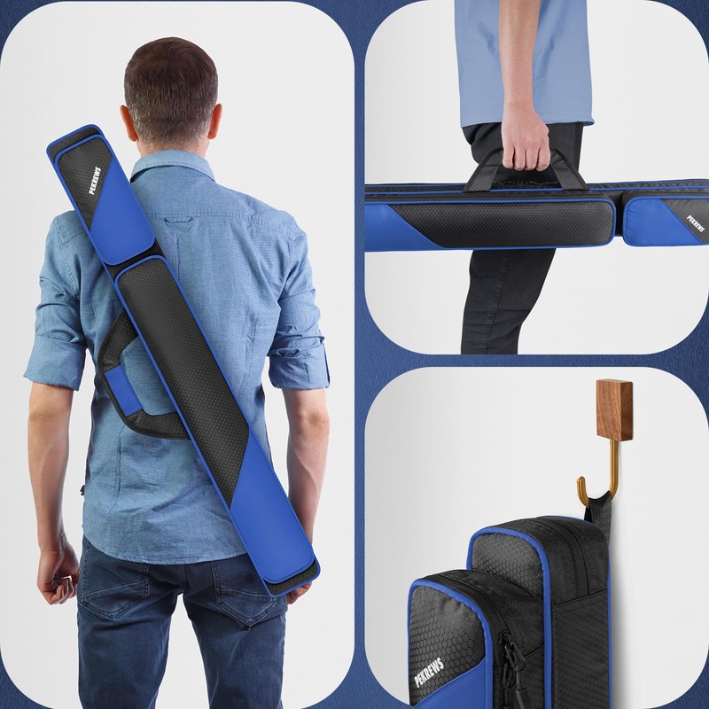 PEKREWS Pool Cue Case 2x2, Pool Stick Case Holds 2