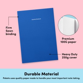POKETO Lined Notebook Journal - 140 Page College Ruled Notebook, 100 GSM Thick Paper, Softcover - 8.25” x 5.75” - Blue