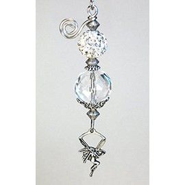 Beautiful Glimmering Winged Fairy Angel Faceted Glass & Silvery Faux Rhinestone Ceiling Fan Pull/Light Pull Chain
