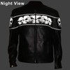 Premium Cowhide Leather Motorcycle Jacket With Reflective Skull (M)