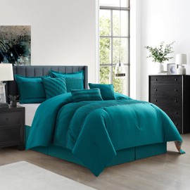 Startford Park 7 Piece Comforter Set, Blue, Bed Size King, Soft and Wonderful, All Season Bedding Set