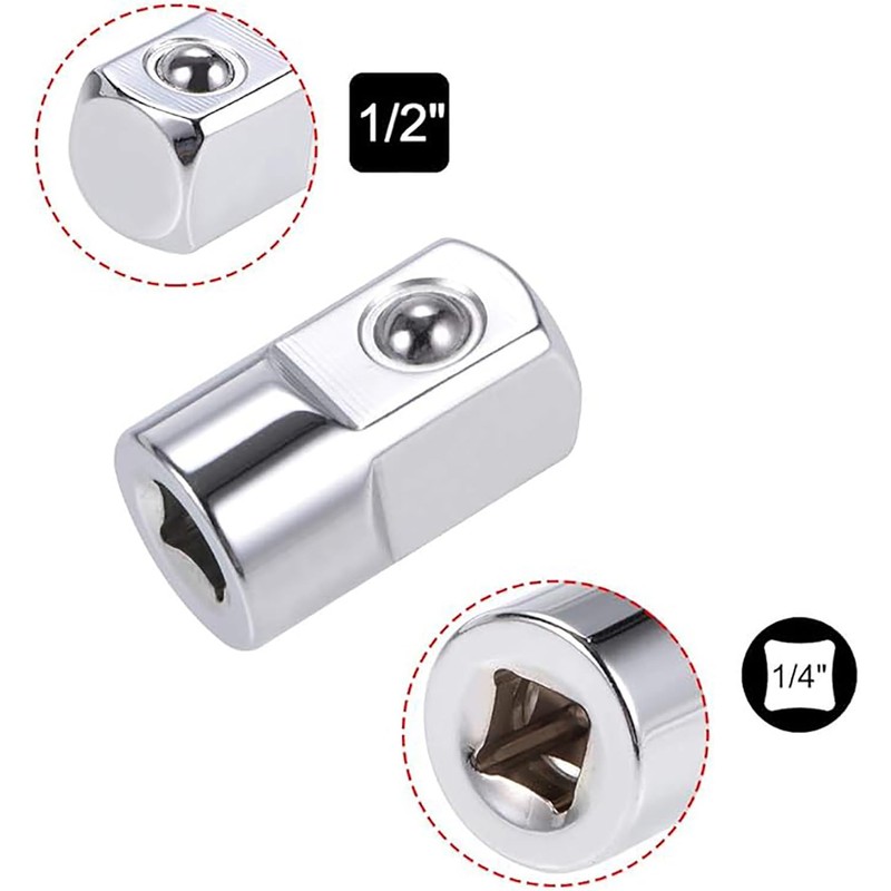 Bxian 2PCS Silver 1/4 Inch Drive Tool x 1/2 Inch