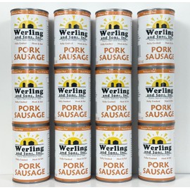 Werling All Natural Pork Sausage – 14.5 oz Long Term Emergency Survival Canned Meat Fully Cooked (12 Pack)