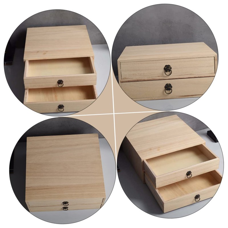 Cabilock Wooden Box Drawer Sundries Organizer Container Multipurpose Desktop Box