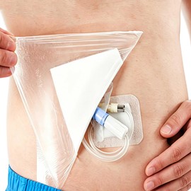 Large Waterproof Surgical Bandages Dialysis Catheter Shower Cover 10"x12" with No Glue On The Center, PICC Line Chest Port Peg Tube Shower Protector Shield (Pack of 7)