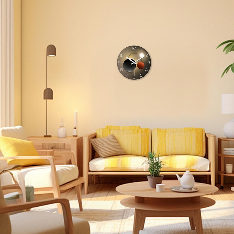 XNM Battery Powered Wall Clock 12 Inch Round Black and