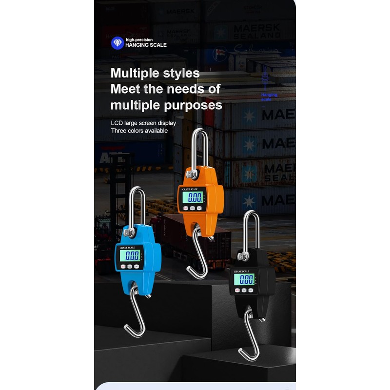 Digital Mini Crane Scale,660lb Capacity,Handheld with Hooks, Heavy Duty Hanging