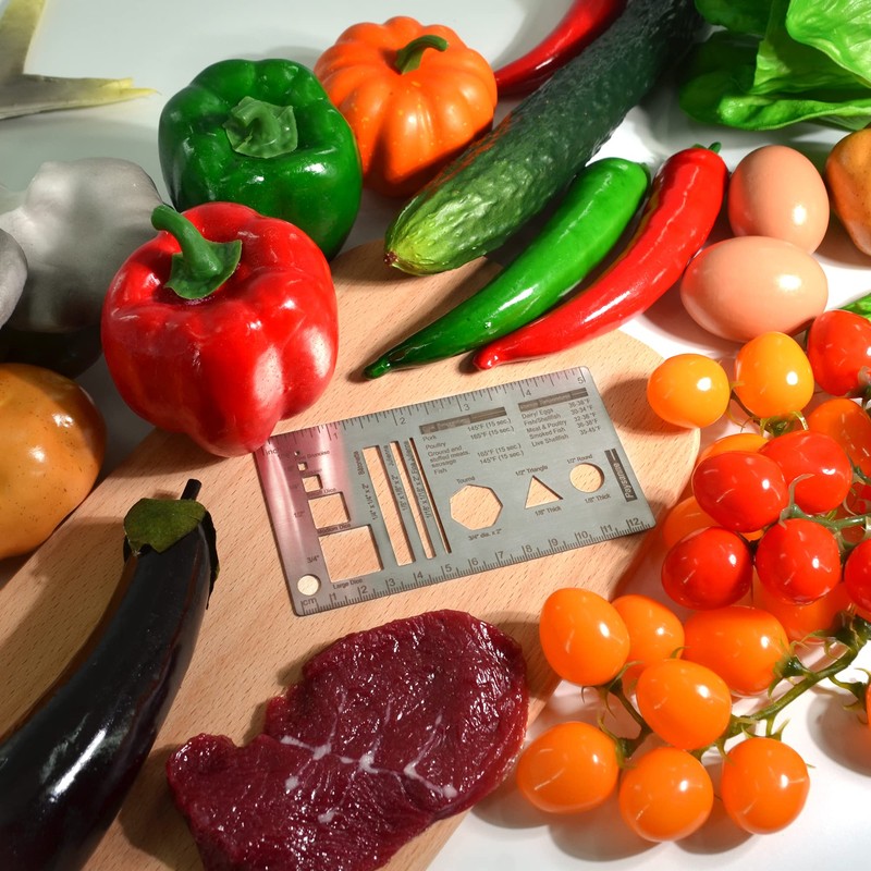 UPTTHOW Culinary Ruler Stainless Streel Mini Cutting Reference Template Cooking