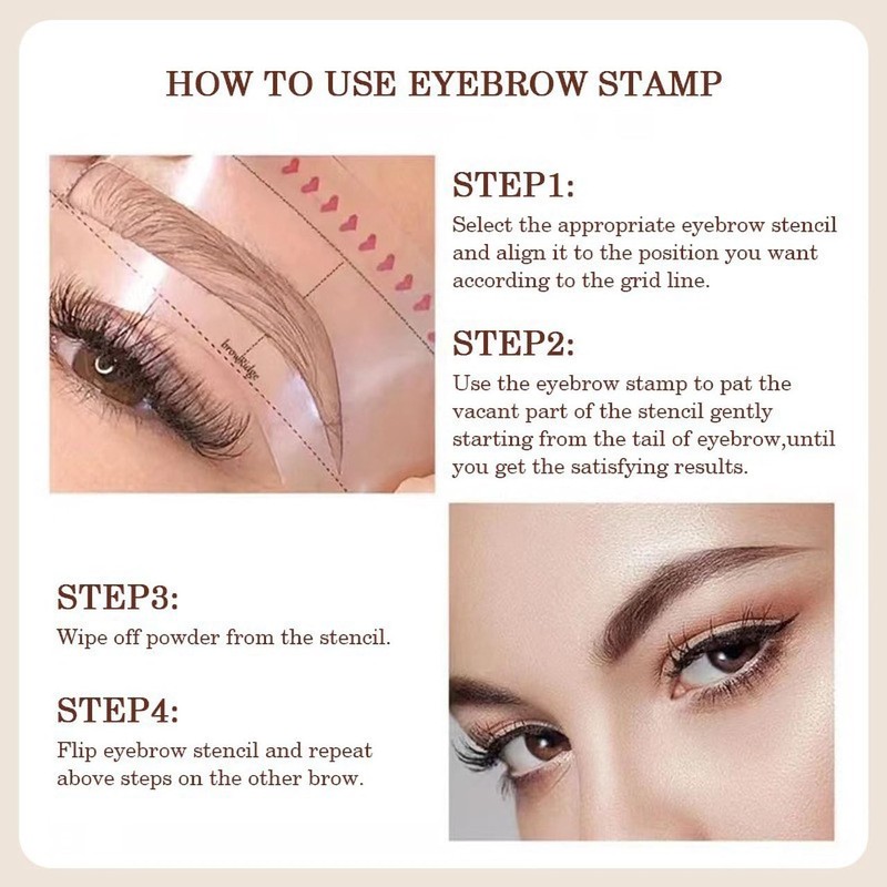 Eyebrow Stamp Stencil Kit, Waterproof Eye Brow Stamp Powder and