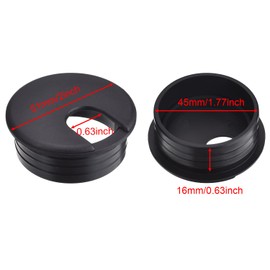 BBTO 45 mm Schwarz Schreibtisch Grommet Kabel Kabel Draht Tülle PC Computer Schreibtisch Kunststoff Ösen Kabel Ordentlich Draht Loch Abdeckung Draht Organisatoren (6 Packung)