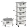 Joyeen 5 Pack Plastic Stacking Baskets with Wheels and Lids,