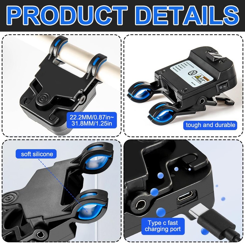 Rppiup Bicycle Handlebar Calibrator, USB Charging Laser Calibrator, Bicycle Maintenance