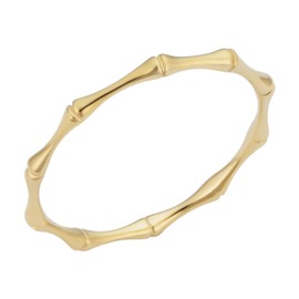 KoolJewelry Women's 14k Yellow Gold 1.8mm Bamboo Ring Minimalist Jewelry, Size 8