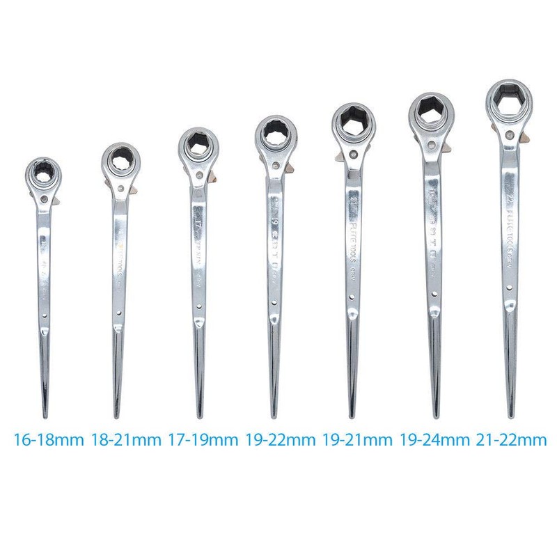 19-24mm Scaffold Spanner Ratcheting Socket Wrench Flat Satin Cr-v Ratchet