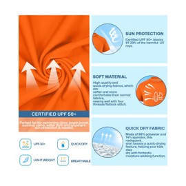 BesserBay Swimming Shirts for Boys Boys Rash Vest Rash Vest Kids Rash Vest Boys Rash Vest Boys Orange 5-6 Years