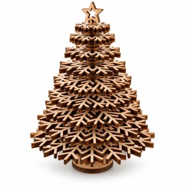 Christmas Tree, Wooden 3D Snowflake Tabletop DIY Paintable Holiday Decor