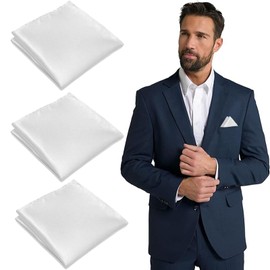 Pack of 3 Pocket Square White, Pocket Square White, Men's Pocket Square, Men's Pocket Handkerchiefs, Soft Pre-folded Pocket Square, White, for Weddings, Dance and Ceremony Parties, White