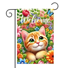 BlissYard Welcome Spring Garden Flag 12x18 Double Sided Bluebird Hummingbird Seasonal Small Flags For Outside Outdoor Decor Yard Farmhouse Holiday Spring Summer Decorations Yard Flags