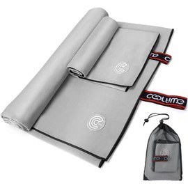 Sendowtek 2PCS Toallas Microfibra Deportiva Toallas de Microfibra Secado Rápido Toalla Deportiva Secado Rápido con Sensor UV, Grande160 x 80 cm, Trompeta 80 x 40 cm, Absorbente, Secado Rápido (Gris)