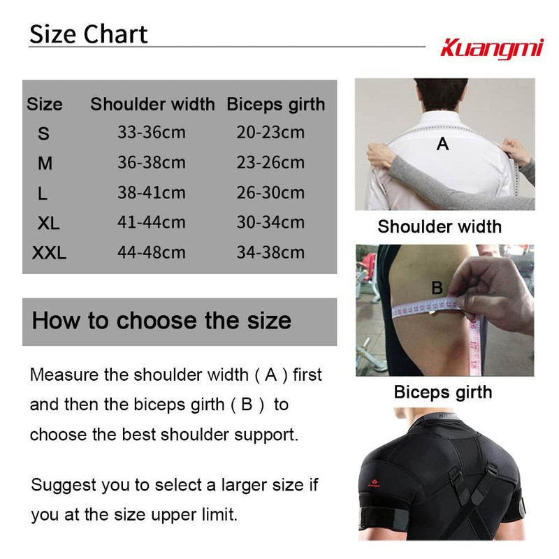 Kuangmi Sport Double Shoulder Support Adjustable Black 1 Piece (Medium)