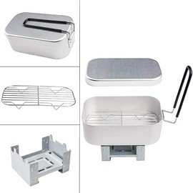Lixada Mini Folding Stove Lunch Box Steaming Rack Combo Set for Picnic Camping Hiking Fishing Mountaineering