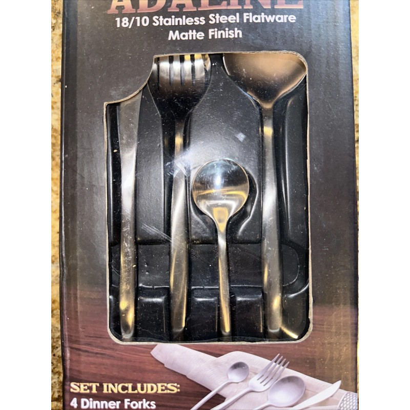 Bruntmor Modern Adaline Silverware 18/10 Stainless Steel 16 Piece Flatware