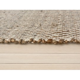 MAARSA WEAVES Jute Area Rug, Diamond Design, Natural Base with Colored Threads, Multiple Sizes and Colors (Off White, 5' X7' 6")