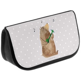 Parent-New Mr. & Mrs. Panda Cosmetic Bag Bear Guitar, gray, Hand drawn