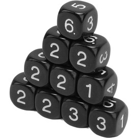 20Pcs Black 6 Sided Number Dice, Round Corner Polyhedral, Polyhedral Dice Role Playing Dice for Numeral Teaching Board, Table Games Role Playing Dice（16mm ）