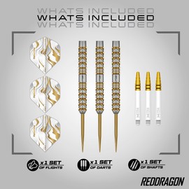 RED DRAGON Darts | Paradym Gold 24g Steel Tip | 90% Tungsten Darts Set