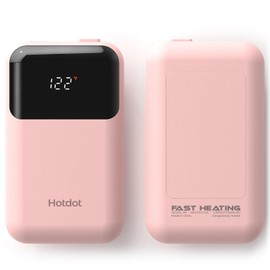 Hand Warmers Rechargeable 2-Pack, 6400mAh Electric Hand Warmers with LED Battery and Temperature Display, 4 Heating Levels Portable Pocket Heater for Men, Women, Hunting Pink