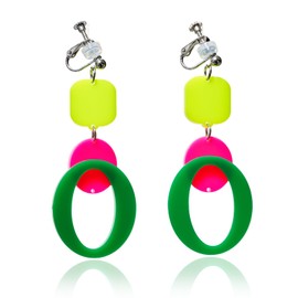 WOOYAS Acrylic Clip on Earrings for Women, Statement Dangle Earrings Cute Clip on Earrings for Women Comfortable Clip Earrings Non Pierced Jewelry for Birthday Valentine's Day Gift