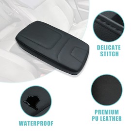 BestEvMod Center Console Armrest Pad Cover Compatible with 2022-2025 Ariya Accessories Extra Soft Microfiber Leather Waterproof Protector Seat Armrest Cover (Black Stiching)
