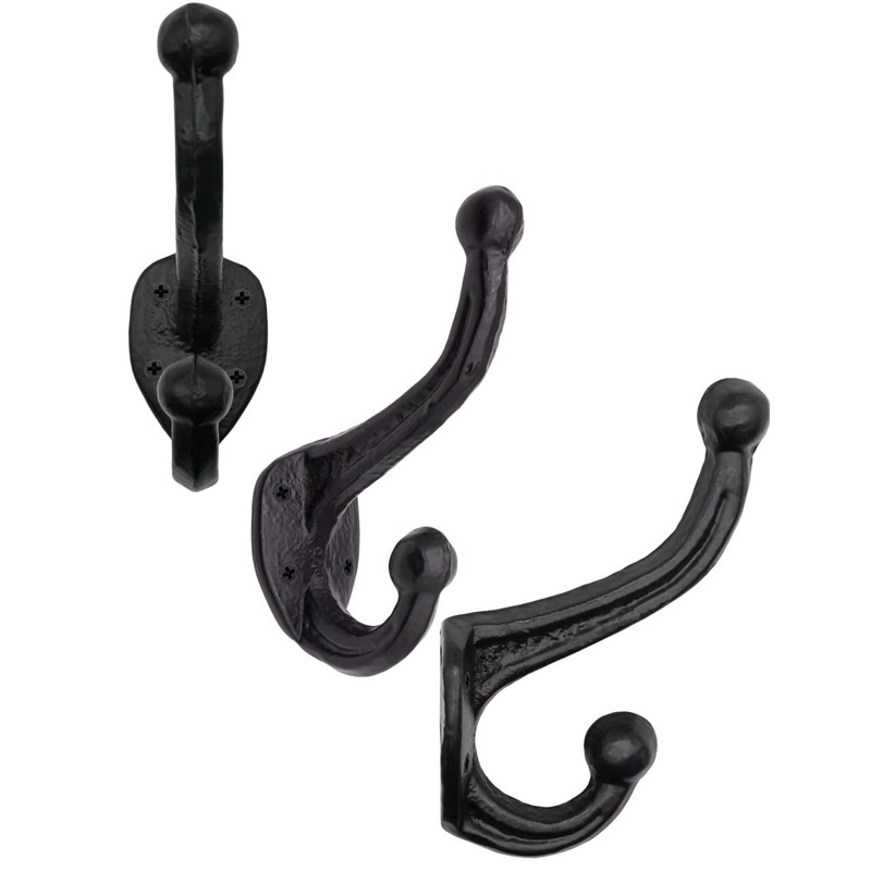 FUXXER 3 x Solid Iron Hooks, Coat and Clothes Hooks,