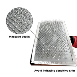 Slicker Brush for Small Dogs and Poodles - Coated Tips Massages Pet Skin - Cat Slicker Brush for Long Haired Cats - Wire Doodle Brush with Extra Long Pins Removes Mats and Tangles