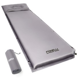 Foxelli Sleeping Pad for Camping - Self Inflating Ultra Thick 2.75" Insulated Foam Sleeping Mat with Pillow, Inflatable Camp Mattress for Hiking, Backpacking, Travel