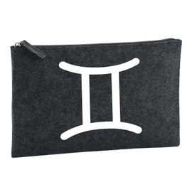 Huuraa Toiletry Bag Twins Zodiac Sign Gift 1 Litre Charcoal Felt Twins Gift Idea