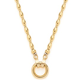 Leonardo Jewels Clip & Mix Lori 023741 Necklace with Oval Stainless Steel Beads and Ring for Pendant Charms, 45 cm Length, Gold, Women's Jewellery, Stainless Steel, No Gemstone