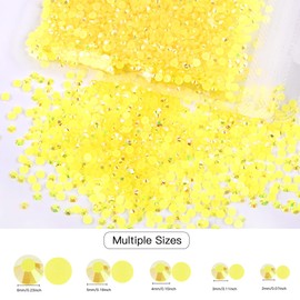 RODAKY 2000Pcs Resin Rhinestones，5MM Lemon Yellow AB Round Flatback Jelly Rhinestones for Crafts DIY Crystal Gems Shiny Diamond for Nails Design Rhinestones Bulk Tumblers Face Makeup Clothes Shoes