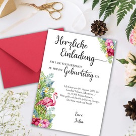25 Letter Paper Sets DIN A5 - in White with Flamingo Motif - with Envelopes DIN C6 in Flamingo Letter Paper Printable Ideal for Wedding Invitations