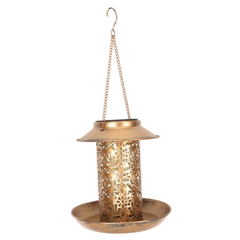 Hanging Bird Feeder Solar Powered Light Hollow Design Sturdy Stable