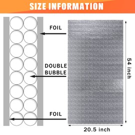 Gerrii 8 Pcs Garage Door Insulation Kit Double Bubble Insulation Panels Reflective Film Aluminum Radiant Barrier Thermal Shield with Adhesive Tape for Garage Greenhouse Attics Walls (20.5 x 54 Inch)