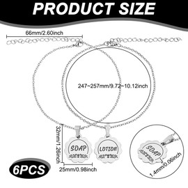 AHANDMAKER 6Pcs Soap and Lotion Dispenser Tags, Double-Sided Stainless Steel Soap Dispenser Labels Bottle Labels Hanging Tag Chains for Mason Jar Decoration Kitchen Bathroom Organization