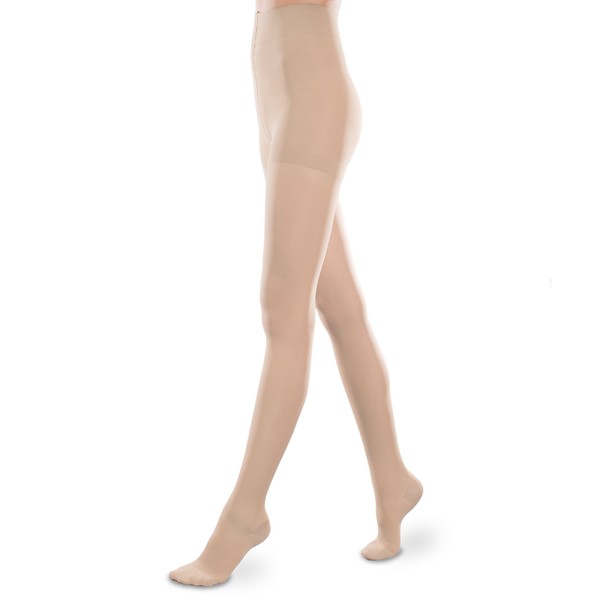Sheer Ease Women's Support Pantyhose - 15-20mmHg Mild Compression Stockings (Natural, Large Long)