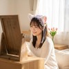 猫耳 カチューシャ コスチューム用小物 lolita風 フリルカチューシャ 鈴付き ロリータ コスプレ (ホワイトパープル)