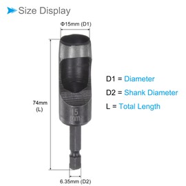 CoCud Leather Hole Punch, 15mm Dia, High Carbon Steel Round Hollow Punch - (Applications: for Rubber Paper Soft Material), 2-Pieces