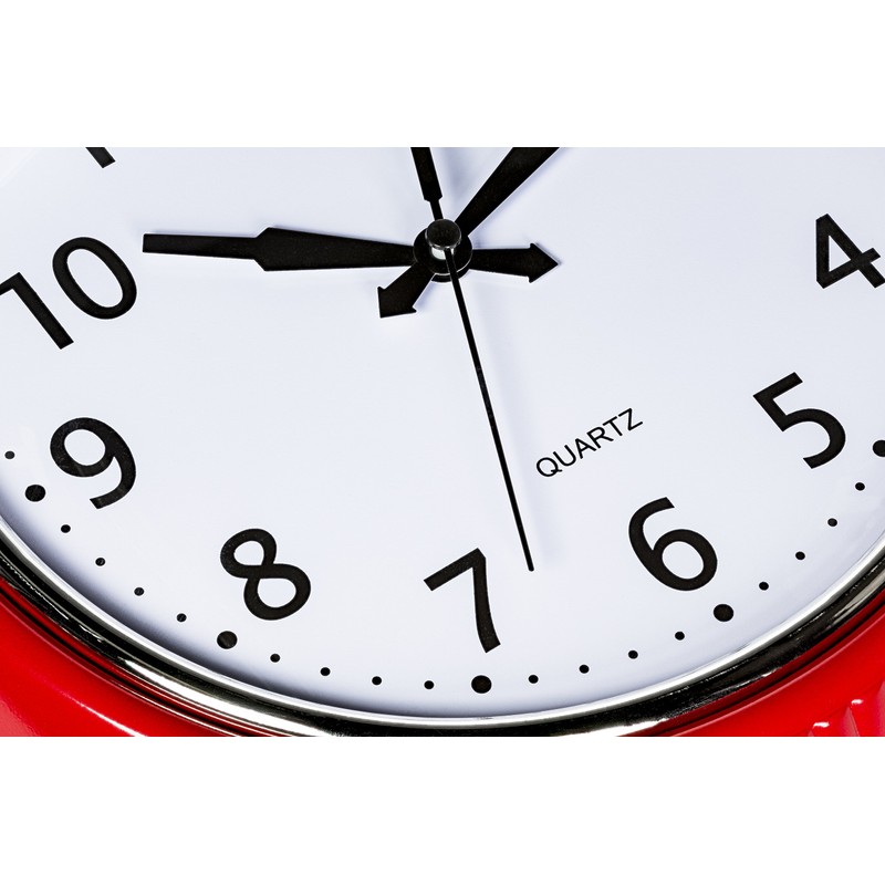 Bernhard Products Retro Wall Clock 12 Inch Red Kitchen 50's