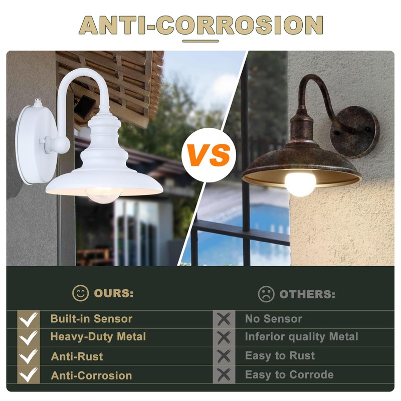 LONEDRUID Dusk to Dawn Sensor Outdoor Gooseneck Barn Light Fixtures