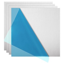 Paquete de 4 láminas de aluminio 6061 T6 de 6 x 6 x 1/8 pulgadas planas cubiertas con película protectora, placa de aluminio de 3 mm finamente pulida y desbarbada